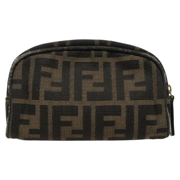 FENDI Zucca Canvas Pouch Brown Black Auth - Picture 1 of 16
